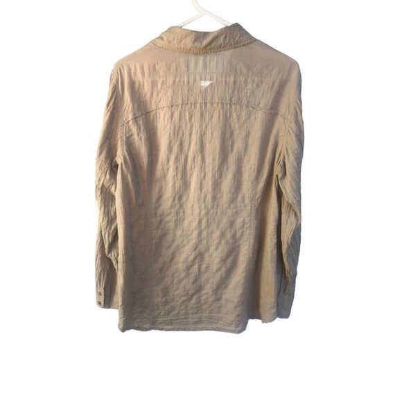 threads Saks Fifth Avenue Tan Crinkle Button-Front Shirt Dress – Size L - Picture 6 of 16